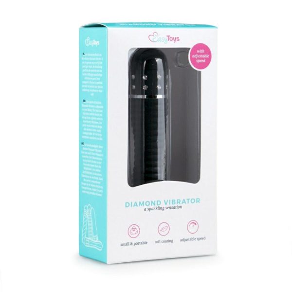 Mini Vibrators | Easytoys – Diamond Ribbed Mini Vibrator – Black Mini Vibrators Easytoys