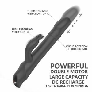 Rabbit Vibrators | Drywell – Rotating & Thrusting Rabbit Vibrator – Black Rabbit Vibrators Drywell