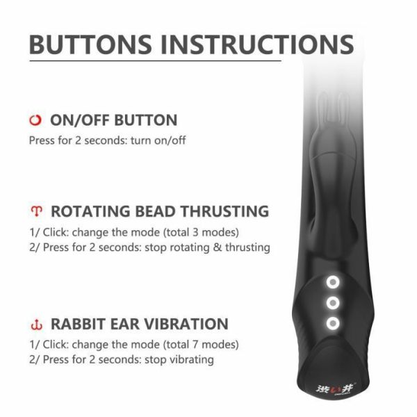 Rabbit Vibrators | Drywell – Rotating & Thrusting Rabbit Vibrator – Black Rabbit Vibrators Drywell