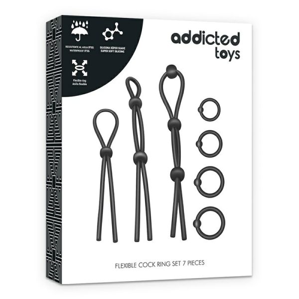 Rings & Sleeves | Addicted Toys – Flexible Ring Set 7Pcs – Black Rings & Sleeves Addicted Toys