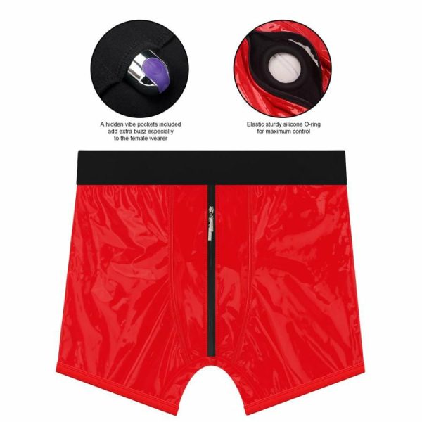 Strap-Ons | Lovetoy – Chic Strap-On Shorts – Red – S/M Sex Toys Lovetoy