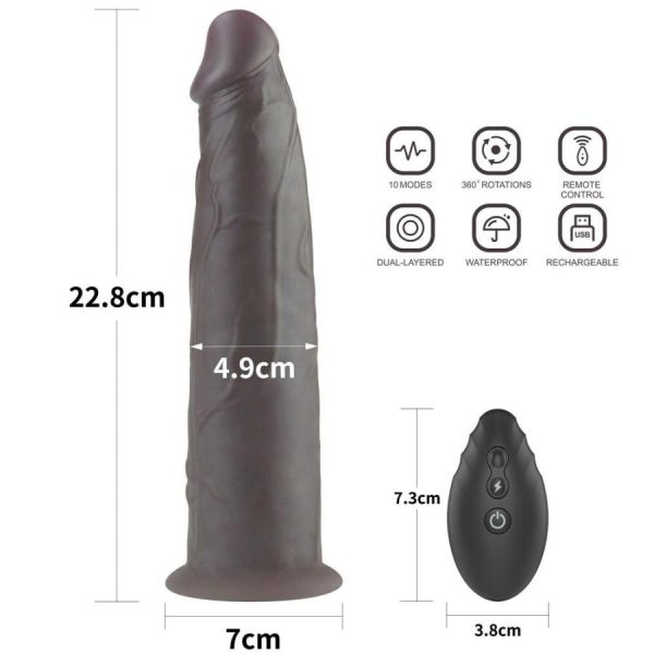 Vibrating Dildos | Lovetoy – 9″ Dual Layered Rotator Dildo – Brown Vibrating Dildos Lovetoy