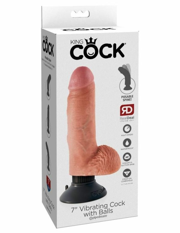 Vibrating Dildos | King Cock – Vibrating Cock 7″ With Balls – Flesh Vibrating Dildos King Cock